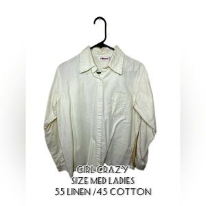 Ladies linens, some cotton top button up white